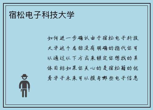 宿松电子科技大学